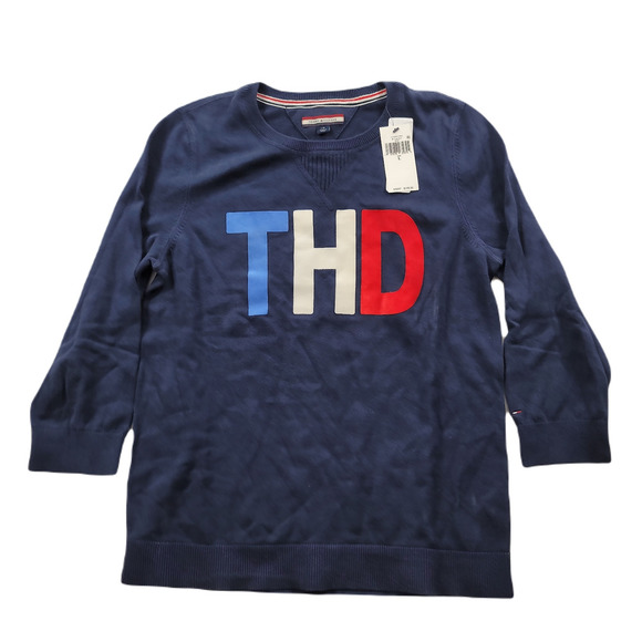 Tommy THD Sweatshirt Womens Large Blue‎ Crewneck - Picture 1 of 8